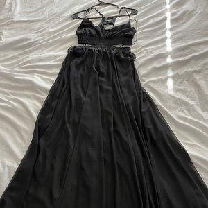 Black floor length cut out dress